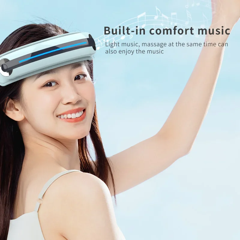 Air pressure head massager, hot compress massage belt, new Bluetooth music massager, sleep instrument - Image 5