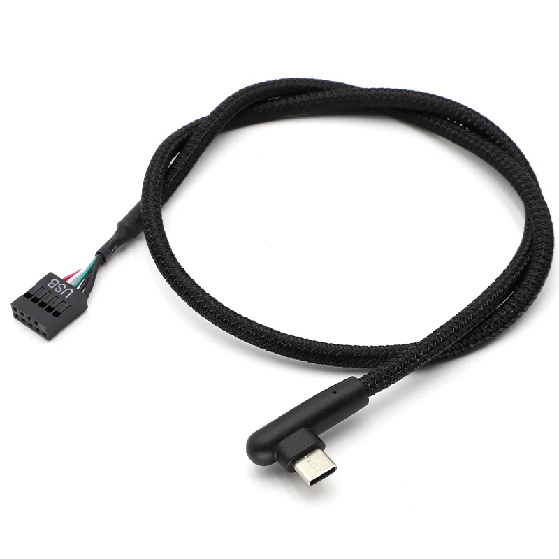 60CM High Quality USB 9Pin to Type C Adapter Cable Shielded For Reliable Transmission Mesh Line For Computer Motherboard