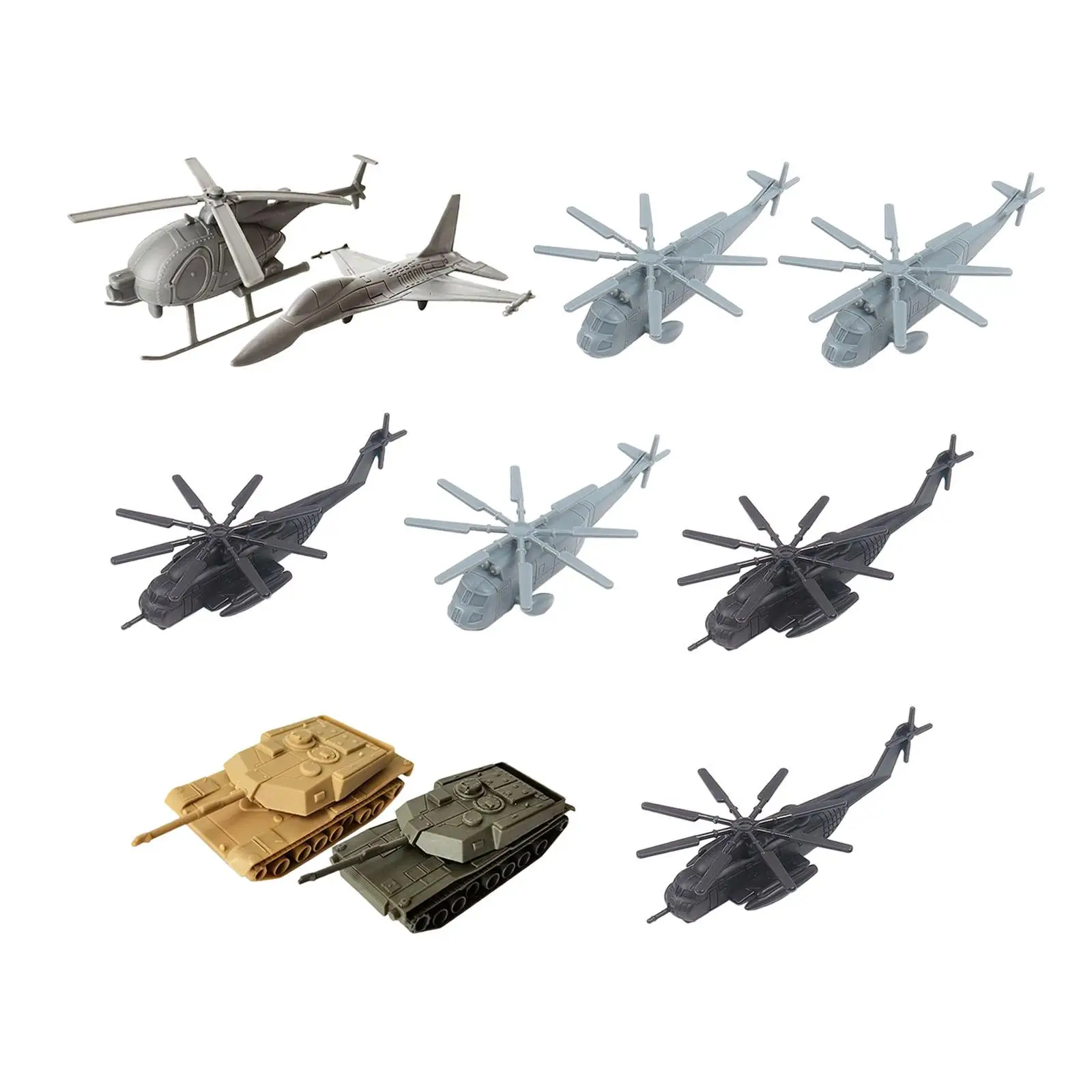 10x Aircraft and Tank Model Toy Party Favors Desktop Decor Helicopter Model