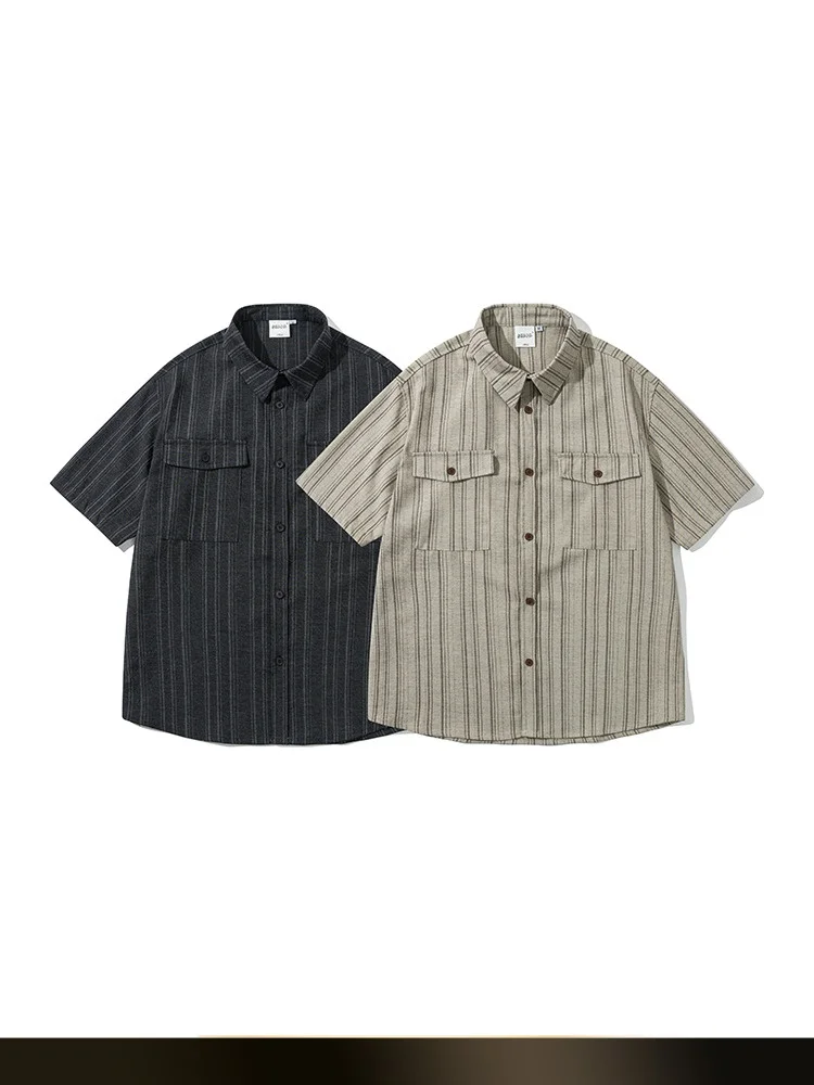 

Мужская рубашка свободного кроя Nted с коротким рукавом, в стиле ретро, с вертикальными полосками, летняя, универсальная, для работы, молодежная, популярная модель