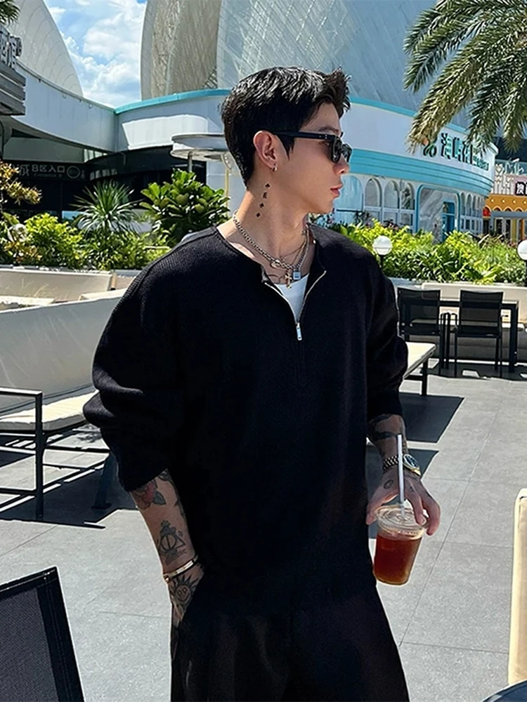 

Men's f Zipper Long Sve Sweatirt Luxury Feel Base Layer irt American Sle Breathable Qui Dry Anti UV Ice Silk T-...