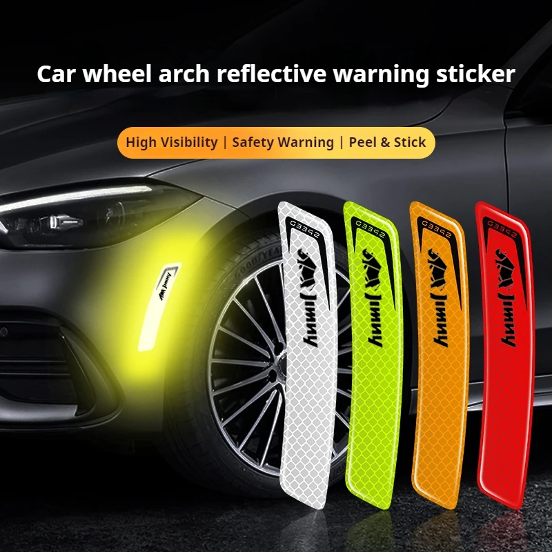 

2Pcs Jimny Car Wheel Reflective Stickers High Intensity Glow in Dark Safety Warning Decal for Suzuki Jimny JB64 JB74