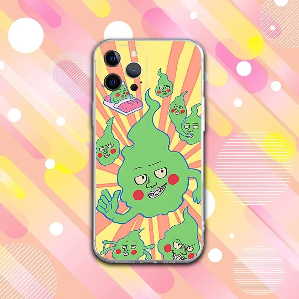حافظة هاتف M-Mob Anime Psycho 100 لهواتف iPhone 17,16,15,14,13,12,11 Pro,Max,Plus,X,XS,XR,SE4,E غطاء ناعم شفاف صغير