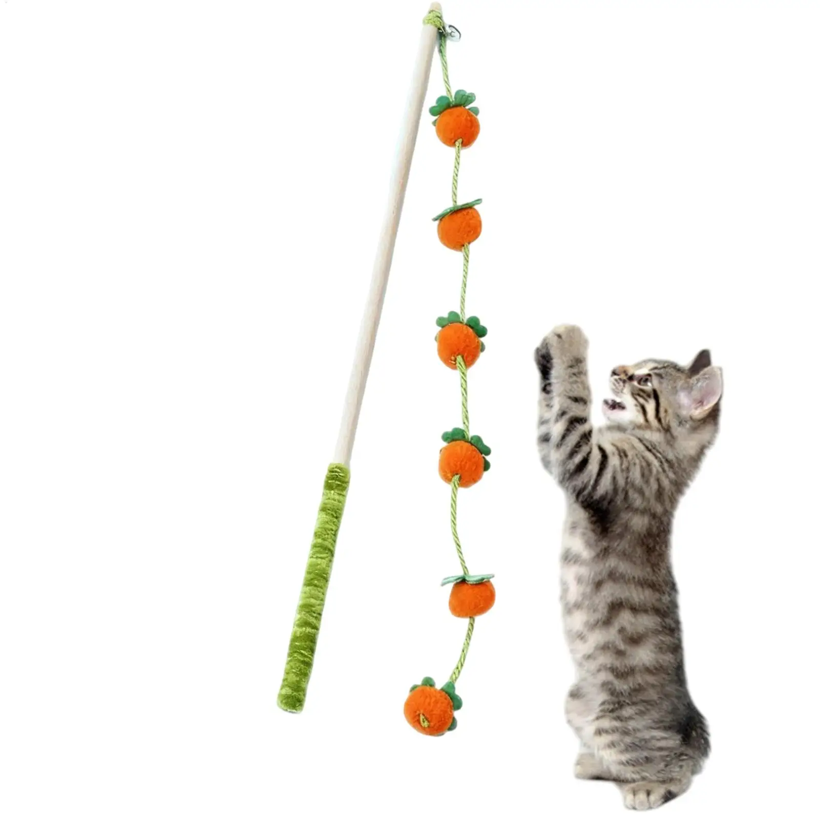 Interaktives Buntes Band-Katzenspielzeug Lustiger Frucht-Katzenstab Satin-Neckspielzeug für Katzen Kätzchen-Spielzeug Katzenbedarf – Detail 8