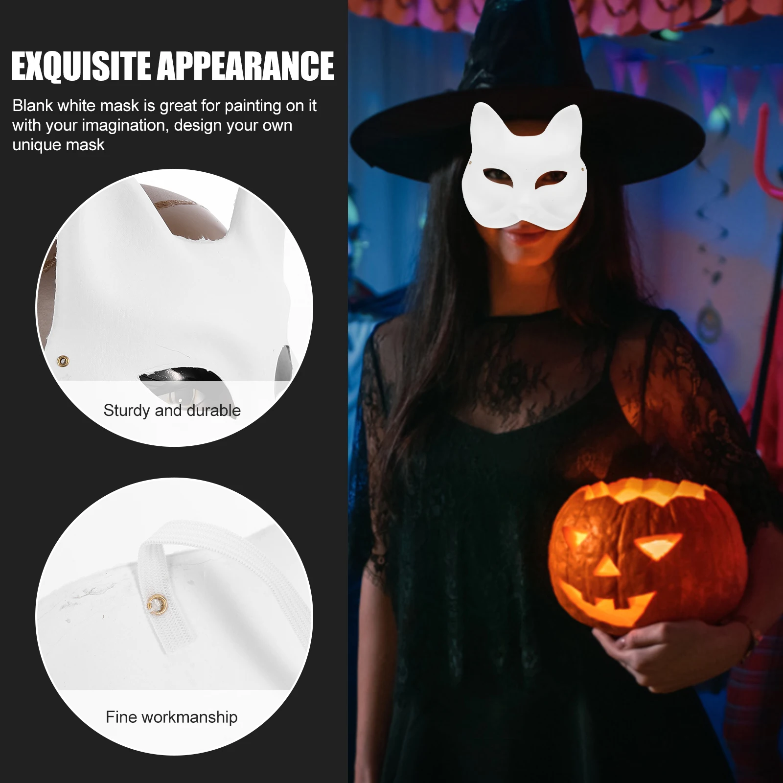 

10 Pcs Paper Pulp Masks DIY Blank Paintable Face Mask Halloween Party Fox Cat Animal Design Cosplay Prop Storage Practical Use