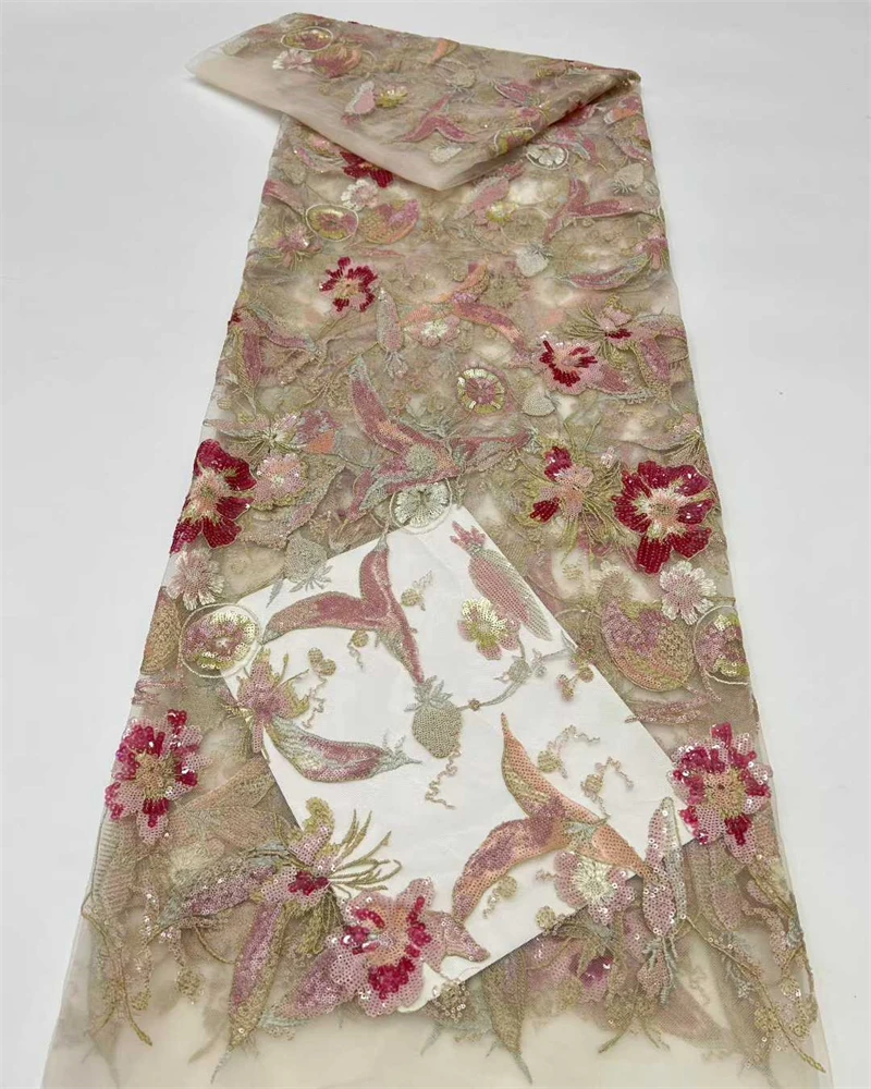 High-end luxe Franse borduurwerk kralen kant stof met pailletten voor bruiloft nieuwste hete verkoop nieuw ontwerp Afrikaanse Nigeriaanse stijl