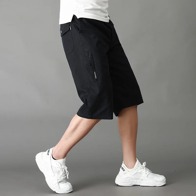 2024 Men's Tactical Shorts Summer Jogging Cargo Shorts Loose Multi-pockets Elastic Waist Work Hiking Overalls Short Casual pants