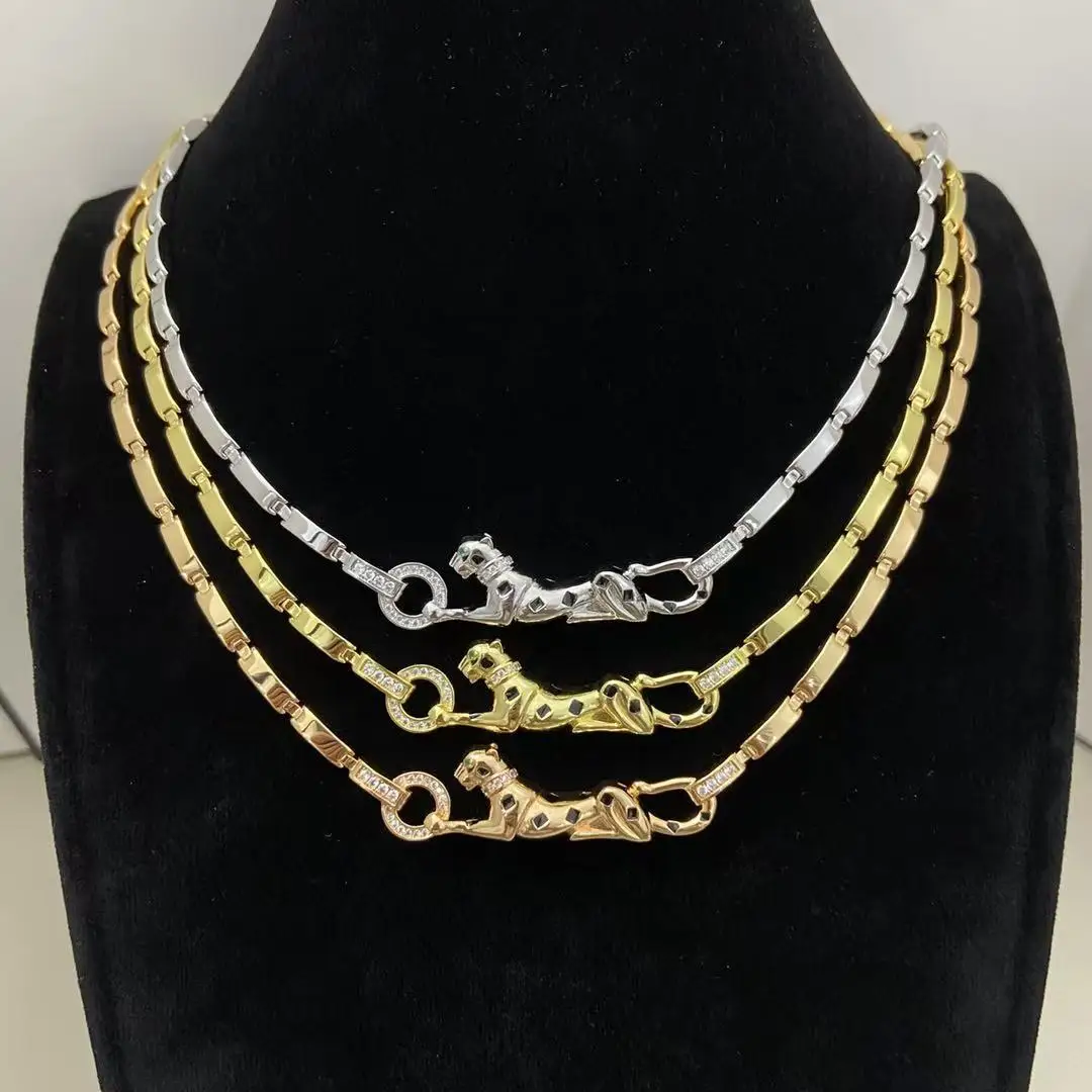 

New leopard necklace spot half diamond leopard head set diamond chain fashion assorted necklace