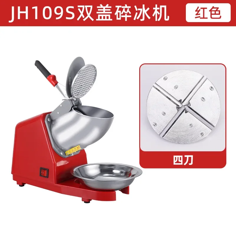 8 Blade Dual Lid Commercial Electric Ice Shaver Crusher Automatic Slush Maker for Milk Tea Shop Street Stall Home Ice Breaker