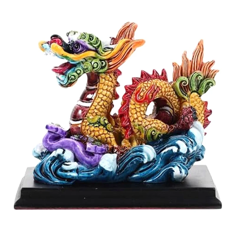 

Resin Zodiac Dragon Figurine Retro Wealth Dragon Statue Mini Car Dashboard Animal Sculpture 2024 New Year Dragon Mascot