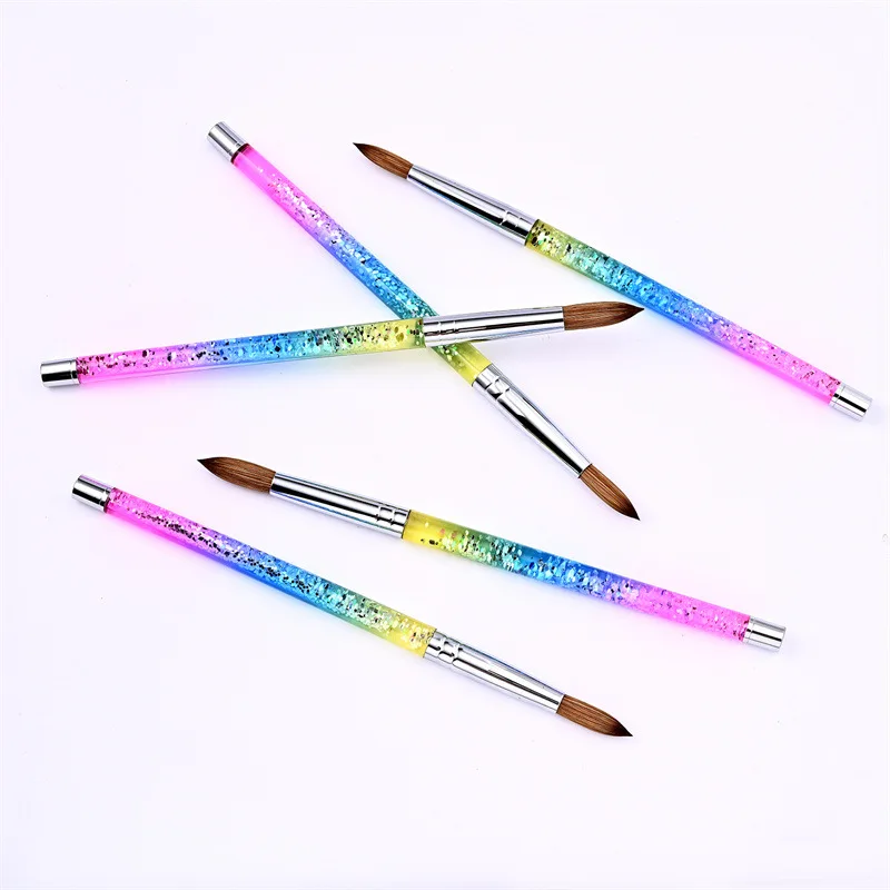 Crystal Kolinsky Nail Brush UV Gel Nail Polish Builder Manicure Tools French Acrylic Brushes Painting Drawing Nail Pens