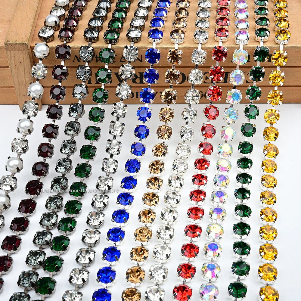 Large Size SS38 8mm High Quality Rhinestone Cup Chain Metal Claw Sew on Crystal DIY Clothes Shoes Bags Jewelry Trimming Ornament