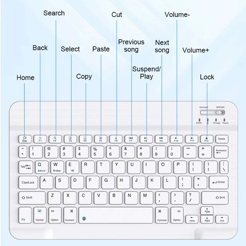 Set Mouse Keyboard nirkabel, Kit Mouse ponsel Keyboard Bluetooth Mini nirkabel untuk Android IOS Windows IPad Lenovo Samsung Huawei