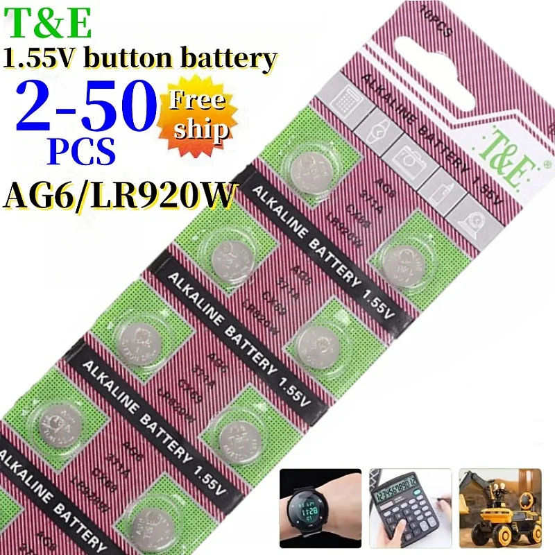 2PCS-50PCS 1.55V AG6 371 SR920SW LR920 SR927 171 370 L921 LR69 SR920 Button Batteries For Watch Toys Remote Cell Coin Battery