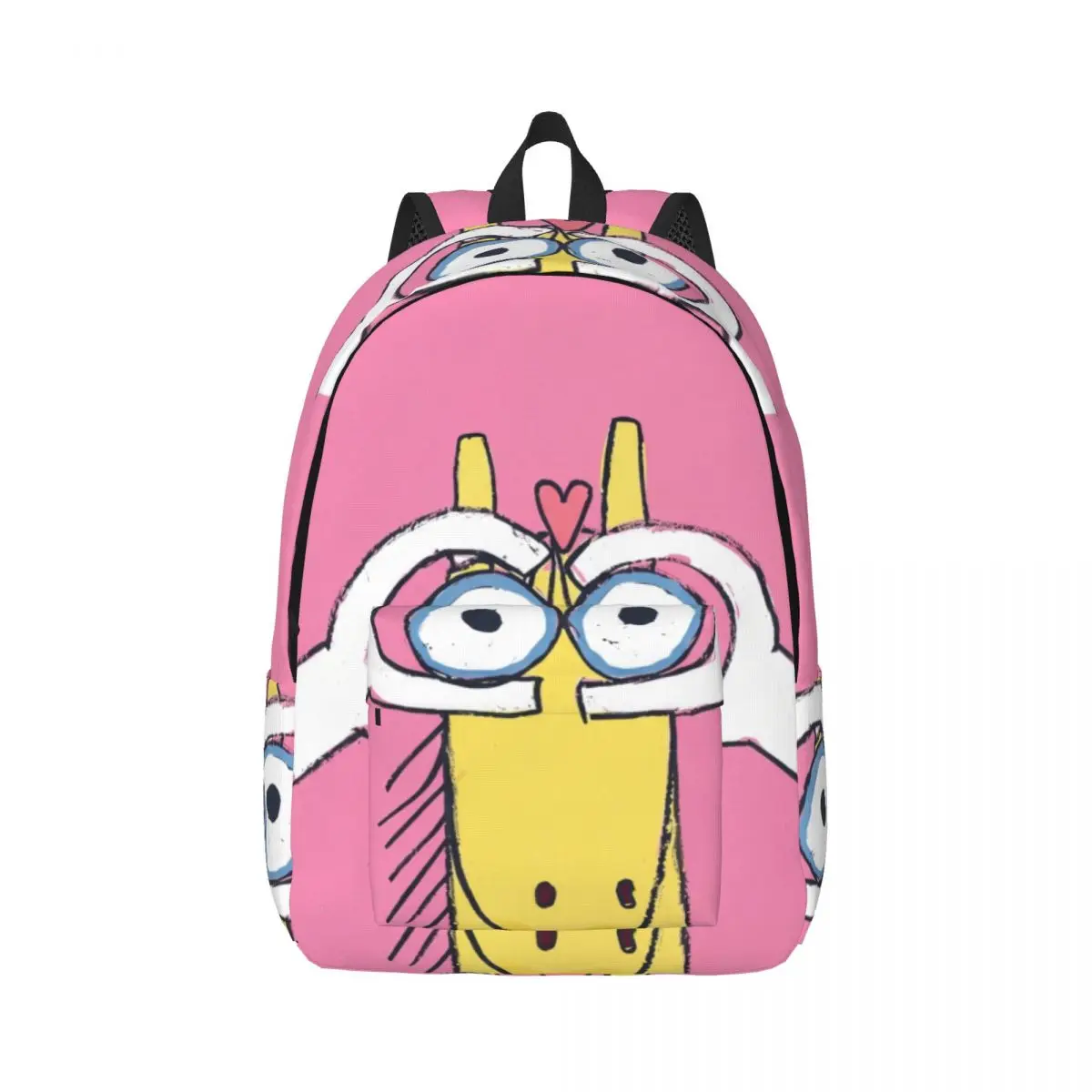 Sweet Student Backpack Center Giraffe Binoculars Whimsical Illustration Solid Pink Multi Color Fashion Daypack for College Work