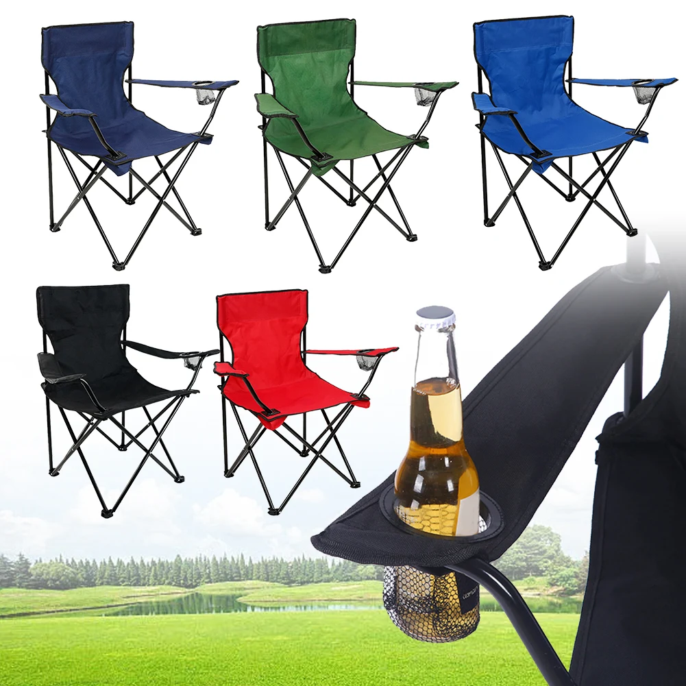 Camping Folding Chair Outdoor Collapsible Chair with Carrying Bag & Armrest Foldable Portable Camping Chair for Beach Picnic