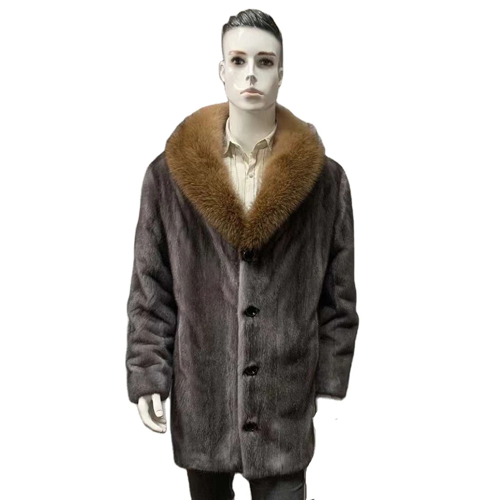 2023 Men's Winter Real Fur Collection Genuine Mink Fur Coat Oversize Long Style Male Luxury Fur Coats Mink Jacket