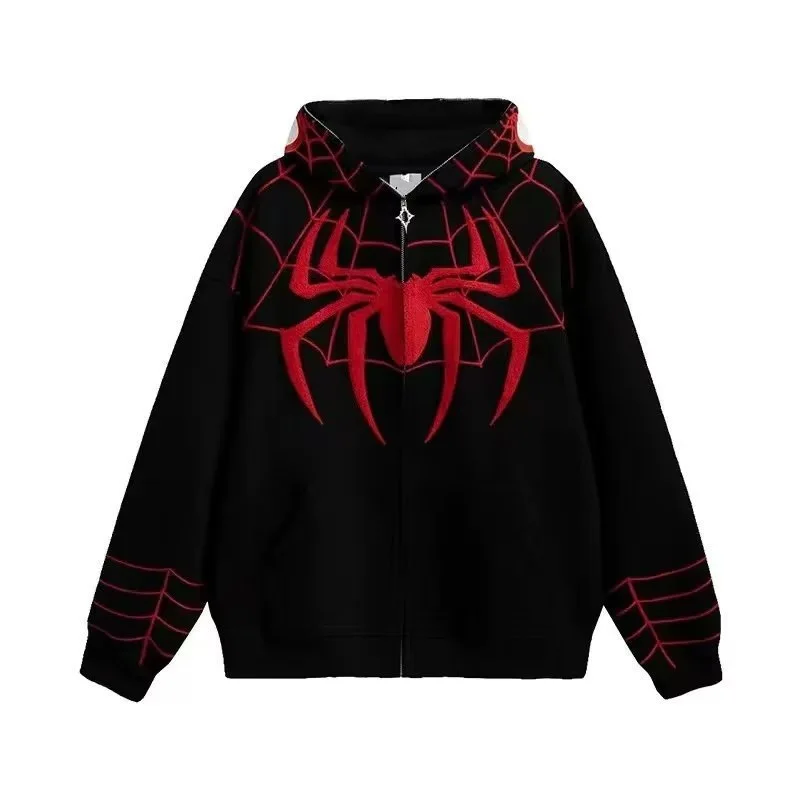 American Style Women's Embroidered Zipper Cardigan Sweatershirt Autumn Winter Couples Long Sleeve Hoodies Coat