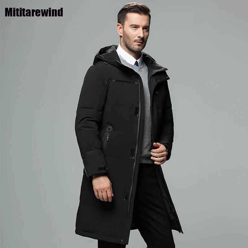 5XL Down Coat for Men Business Casual Winter Thicken Hooded Jacket 90% White Duck Down Jackets Middle-aged Mens Warm Windbreaker