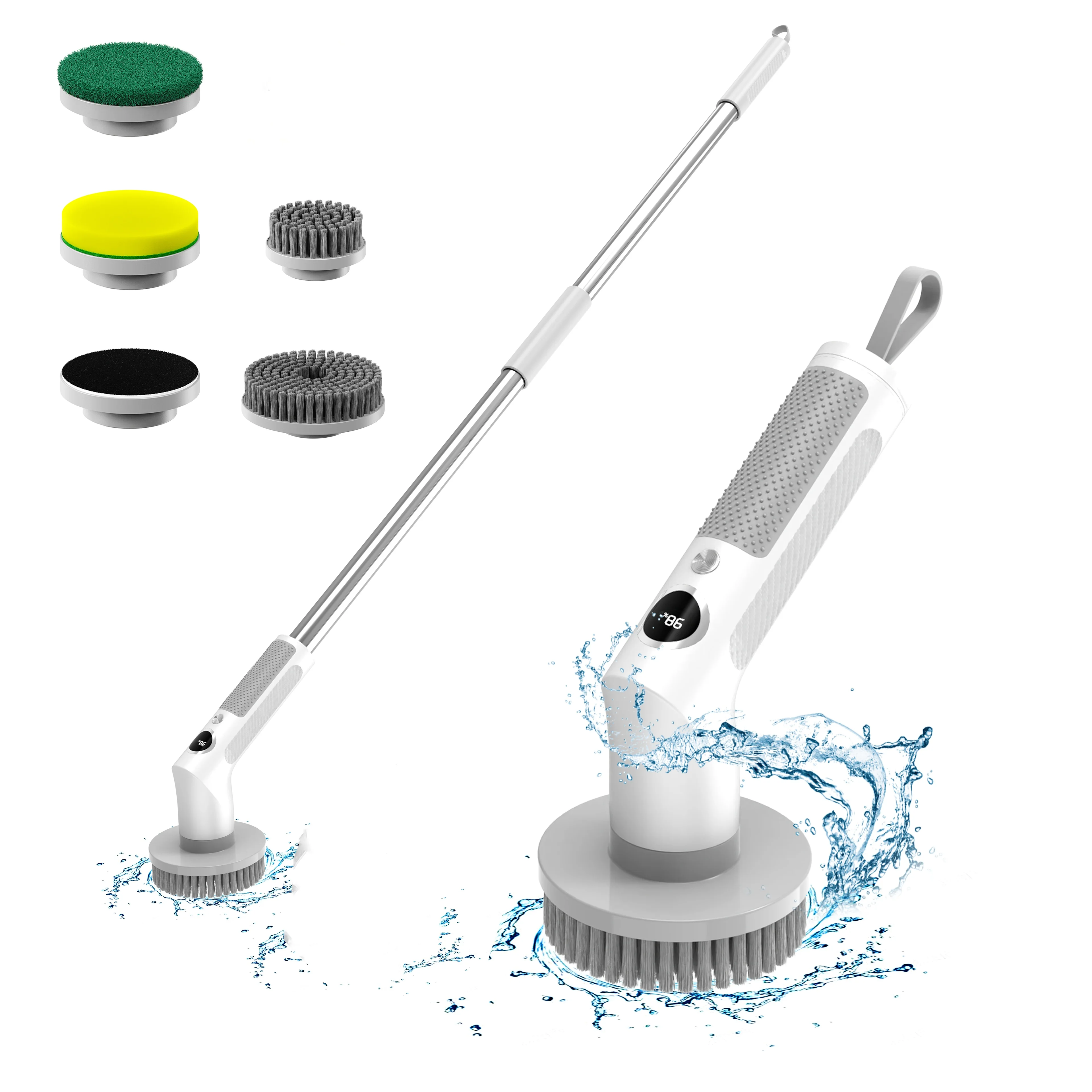 

Heavy-Duty Electric Cleaning Brush with 1.2m Extendable Pole - IPX6 Waterproof Design for Outdoor Walls/Pool/Deck Deep Cleaning