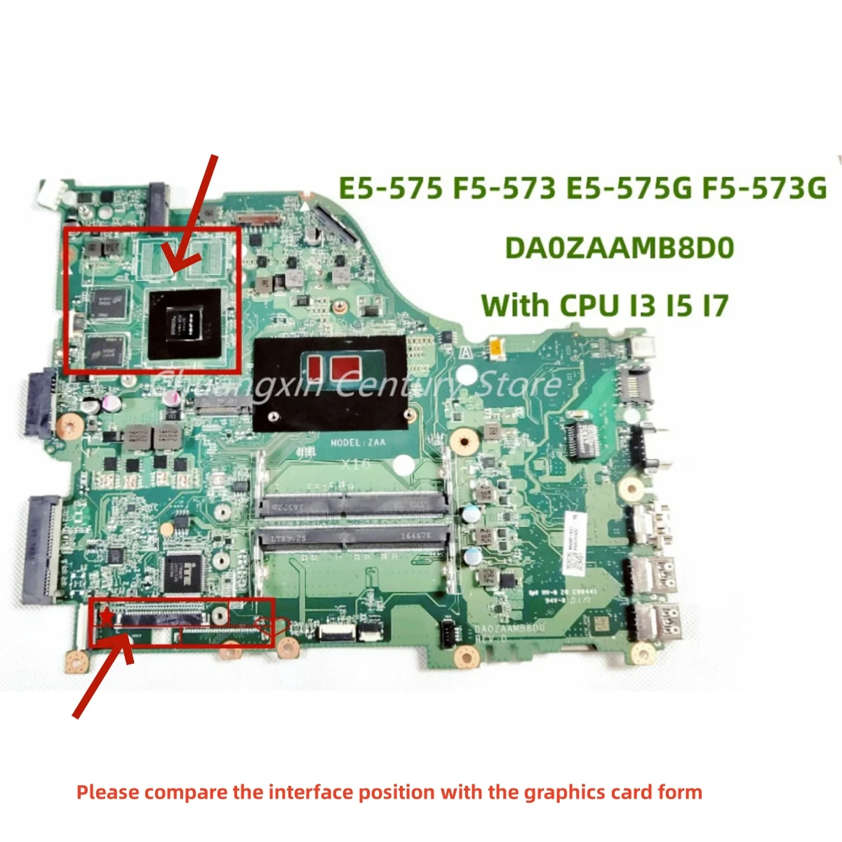 

DA0ZAAMB8D0 motherboard For ACER E5-575 E5-575G laptop With I3 I5 I7-6TH/7TH CPU 2GB GPU 100% fully tested