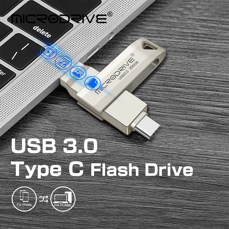 USB3.0 Flash Drives TYPE-C Pendrive 256gb 128gb флешка usb pen drive 64gb metal USB 3 0 stick high speed usb flash