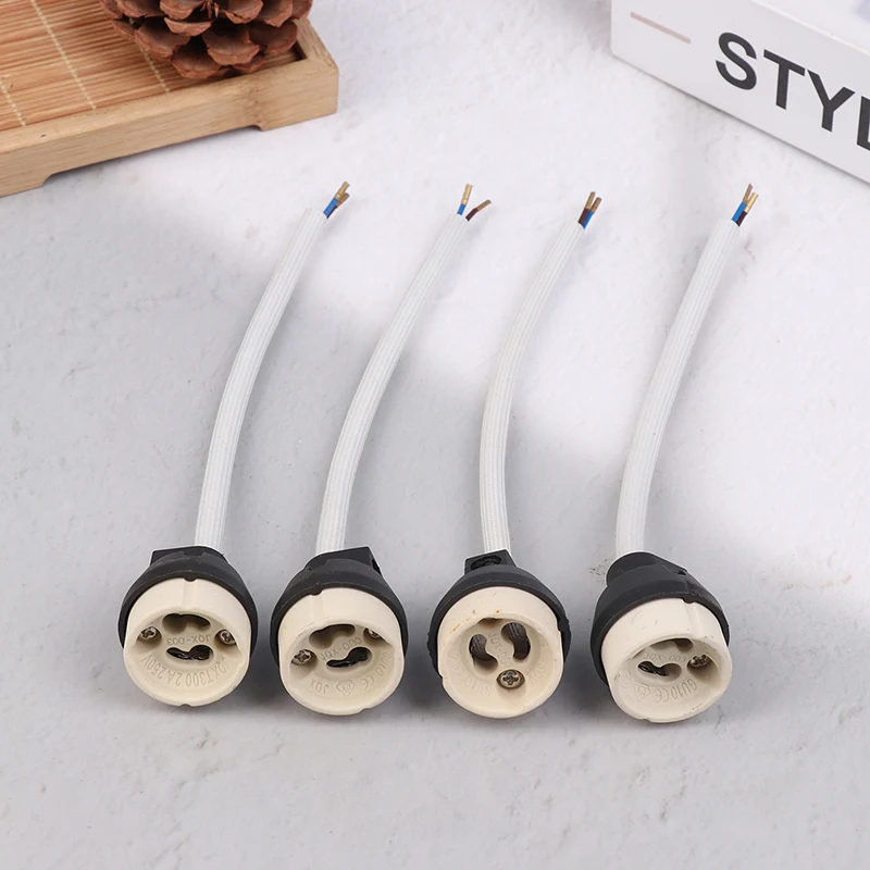 4Pcs NEW Ceramic GU10 Base Socket Adapter Wire Connector Porcelain Halogen GU10 Lamp Holder LampHolder For LED Spot Light Bulb