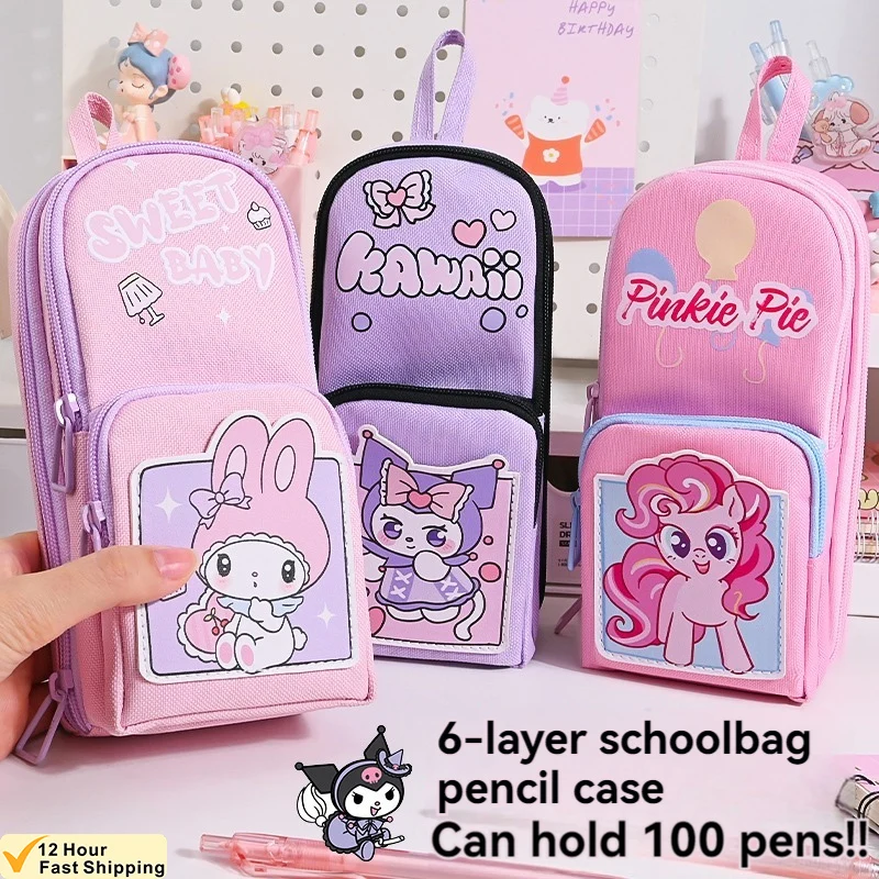 Sanrio Kuromi Pencil Case Cute Anime Cartoon My Melody Large Capacity Waterproof Resistant To Dirt Pencil Bag Holiday Gifts