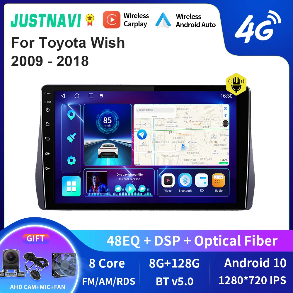 

JUSTNAVI QT10 For Toyota Wish 2009-2018 Car Radio Multimedia Android Stereo Video DSP Player Autoradio Navigation Head Unit GPS