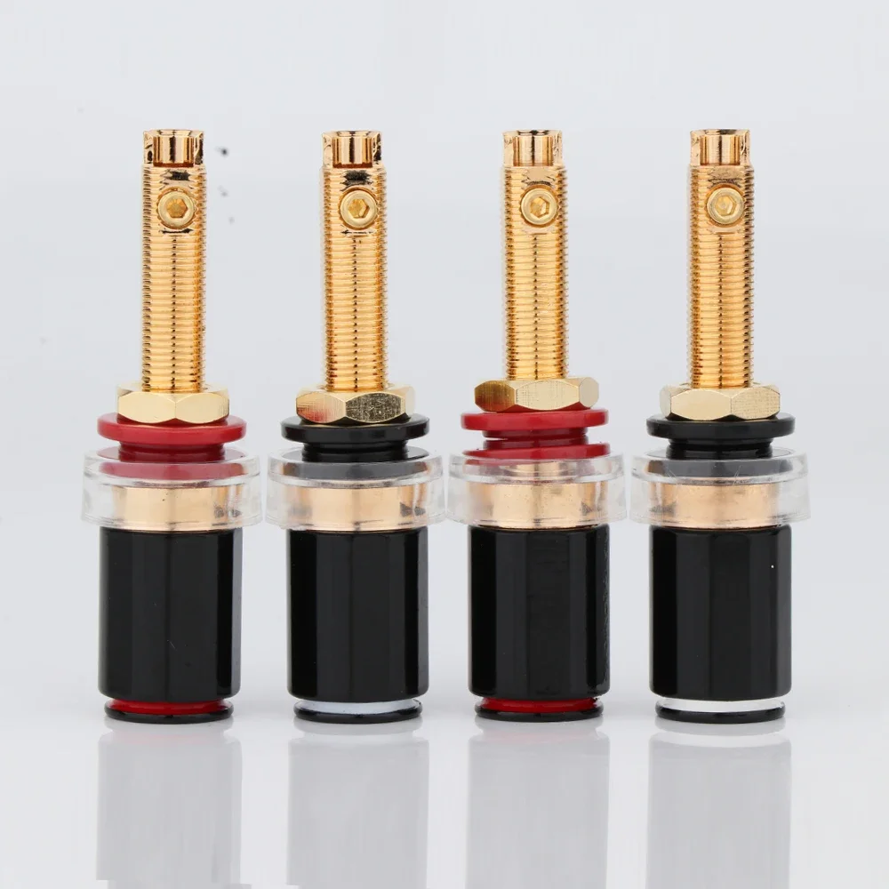 4Pcs BP1119 Gold/Rhodium Plated HIFI Amplifier Speaker Terminal Binding Post Amplifier rear-stage solderless banana socket long