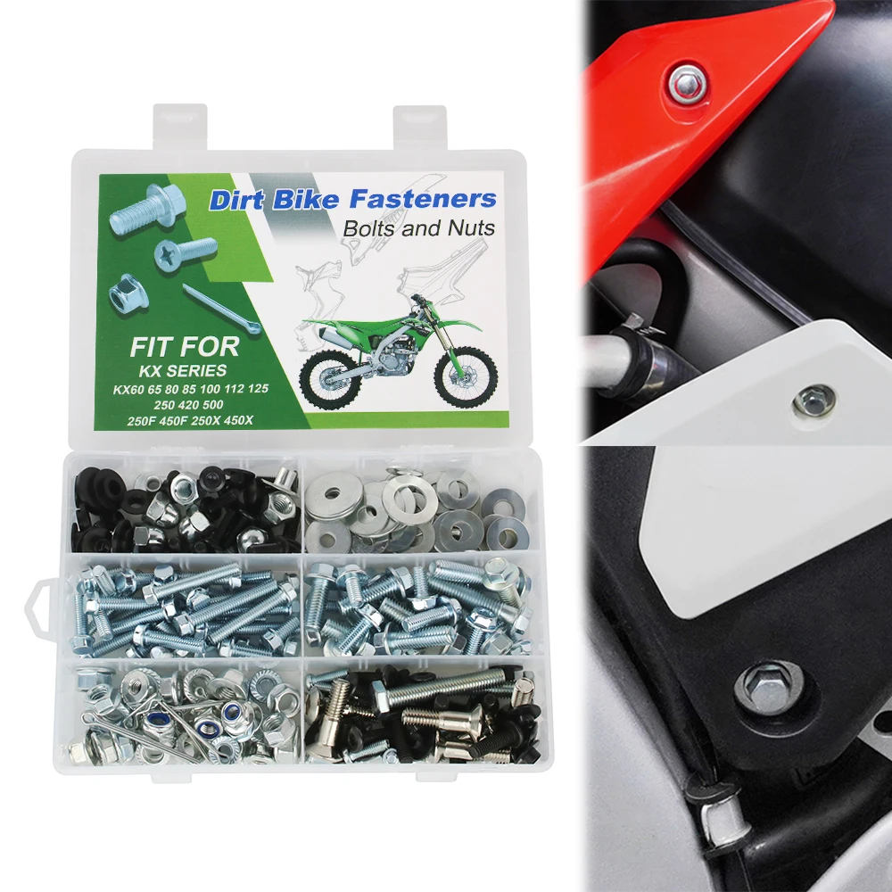 

For KAWASAKI KX250F KX450F KX250X KX450X KX60/65/80/85/100/112/125/250/420/500 220PCS Fender Body Engine Plastic Frame Bolt Kit