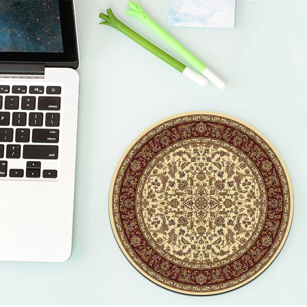 Persian Carpet Pattern Round Mini Mouse Pad Table Pad Anti-slip Mat Desktop Computer Mat Gaming Keyboard 22x22 Gamer Rug