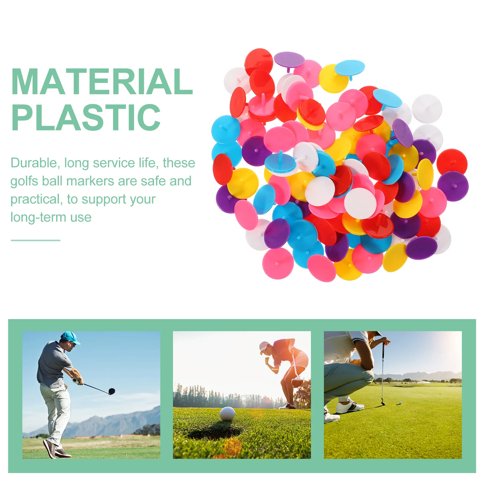 100 قطعة علامات كرة الجولف البلاستيكية الملونة أدوات تحديد المواقع المحمولة في الهواء الطلق لوازم الغولف ممارسة التدريب الملحقات للرجال