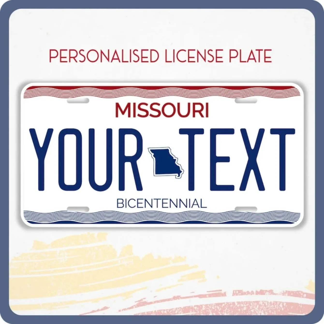 لوحة فانيتي ميسوري "الولاية المئوية" المخصصة - علامة مخصصة للمركبات، رائعة لديكور موضوع الدولة الأمريكية.