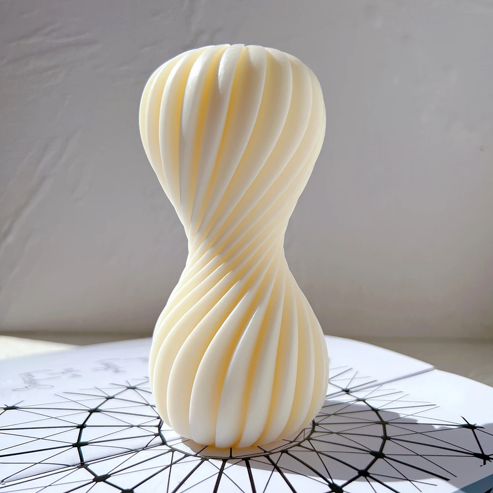 Pillar Spiral Design Silicone Candle Mold Round Wave Twirl Silicone Mould Abstract Art Decorative Wavy Wax Molds