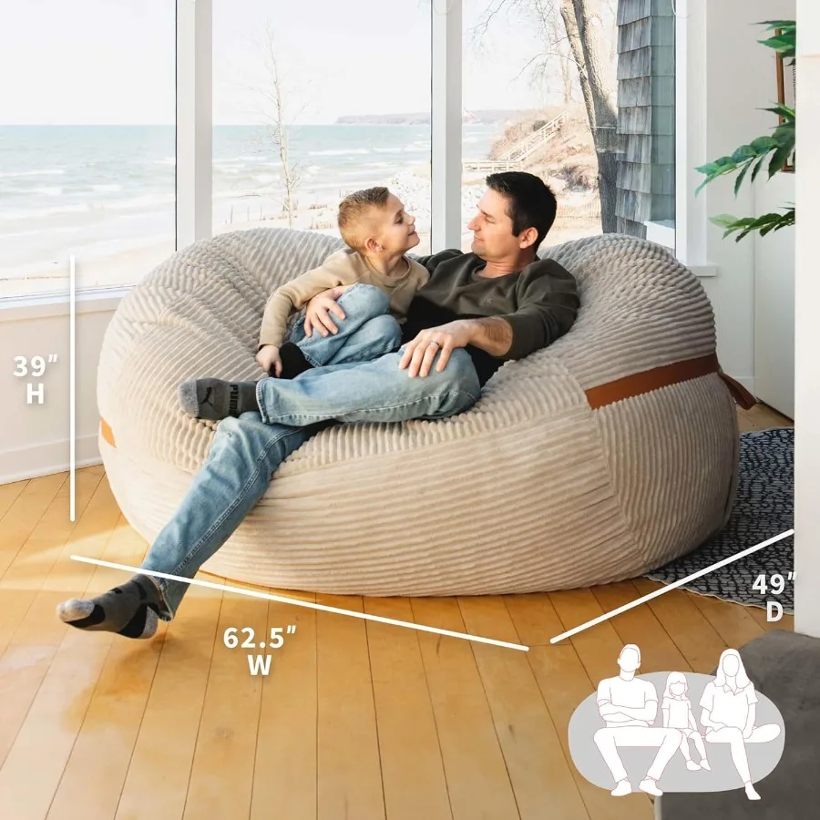 كرسي بين باج عملاق مملوء بالرغوة بطول 6 أقدام مع غطاء قابل للإزالة من القطيفة ذات اللون الأخضر الطحلب لغرفة المعيشة وغرفة النوم أو مساحة الألعاب #3