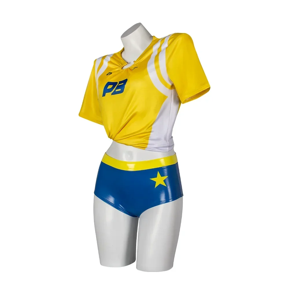 Football Cheerleader Cosplay High School Women Crop Top Shiny High Cut Shorts Stage Performance Bar Club Halloween Cosplay - view 4