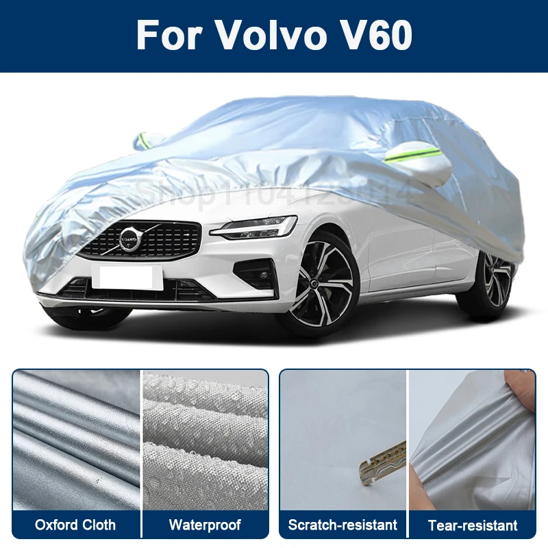 

Outdoor Full Car Cover For Volvo V60 with Reflective Strips Waterproof Snowproof Dustproof UV Protection Exterior Accessories