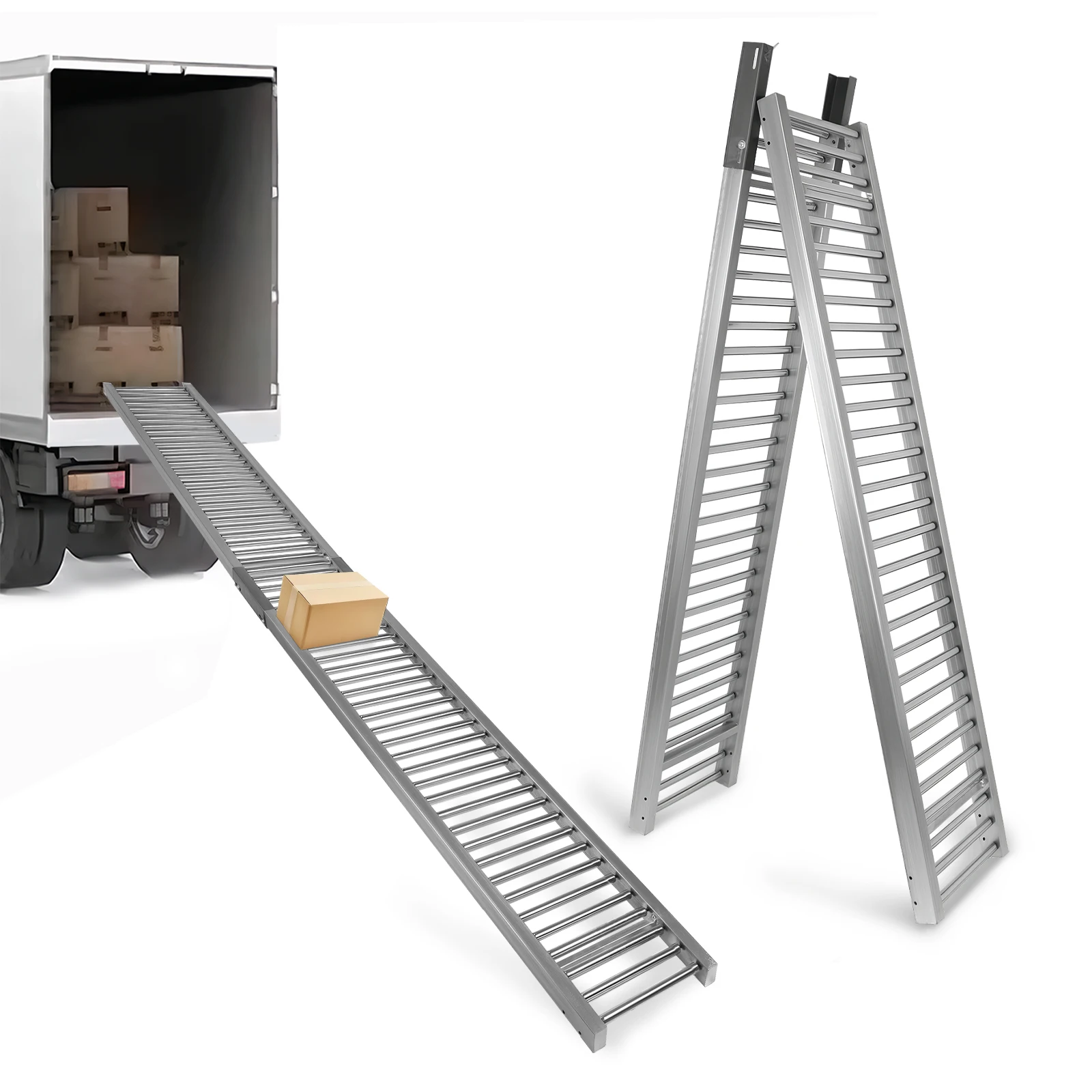 

157x13.8 Inch Stainless Steel Rail Ramp Unpowered Roller Conveyor Slides for Warehouse Loading Dock Factory