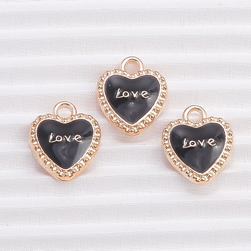 10 Stück 13 x 15 mm niedliche Emaille-Liebes-Herz-Charms-Anhänger für Schmuckherstellung, Halsketten, Ohrringe, Armbänder, DIY-Bastelzubehör – Detail 6