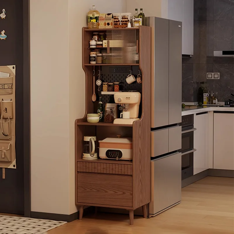 wood dining side cabinet, coffee cabinet, small apartment kitchen, integrated wall locker, walnut locker, narrow tea cabinet