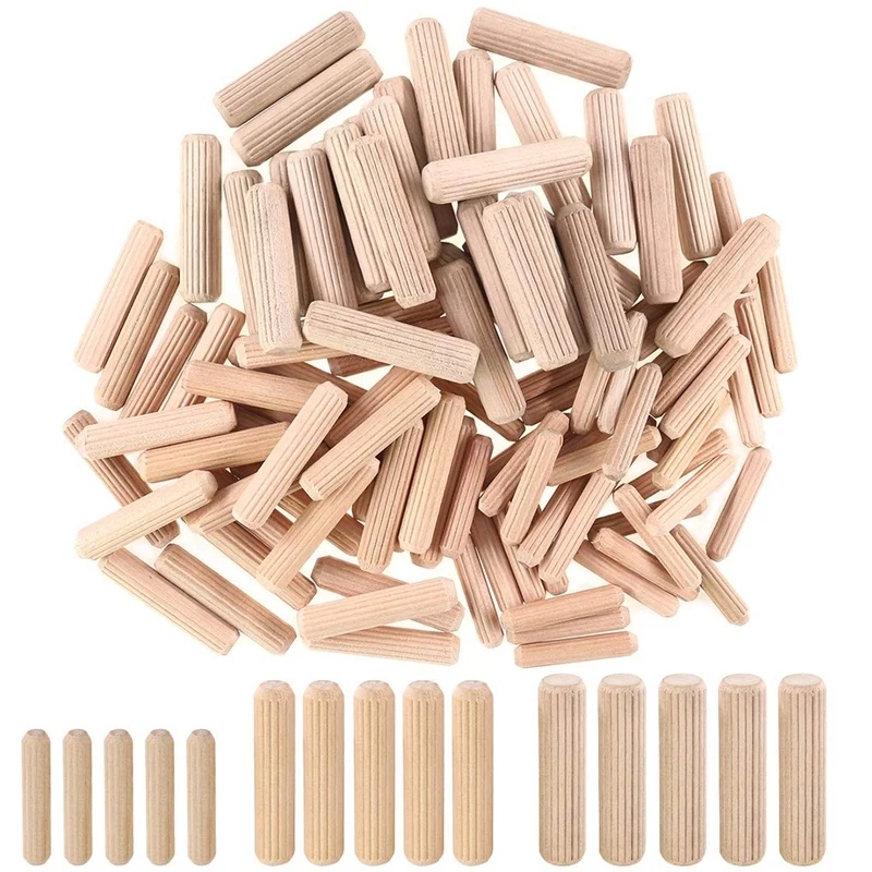 400Pcs Wooden Dowels Assorted, 6Mm 8Mm 10Mm Wood Plugs Dowel Rods, Woodwork Pins Tapered For Grooved Fluted, Carpentry