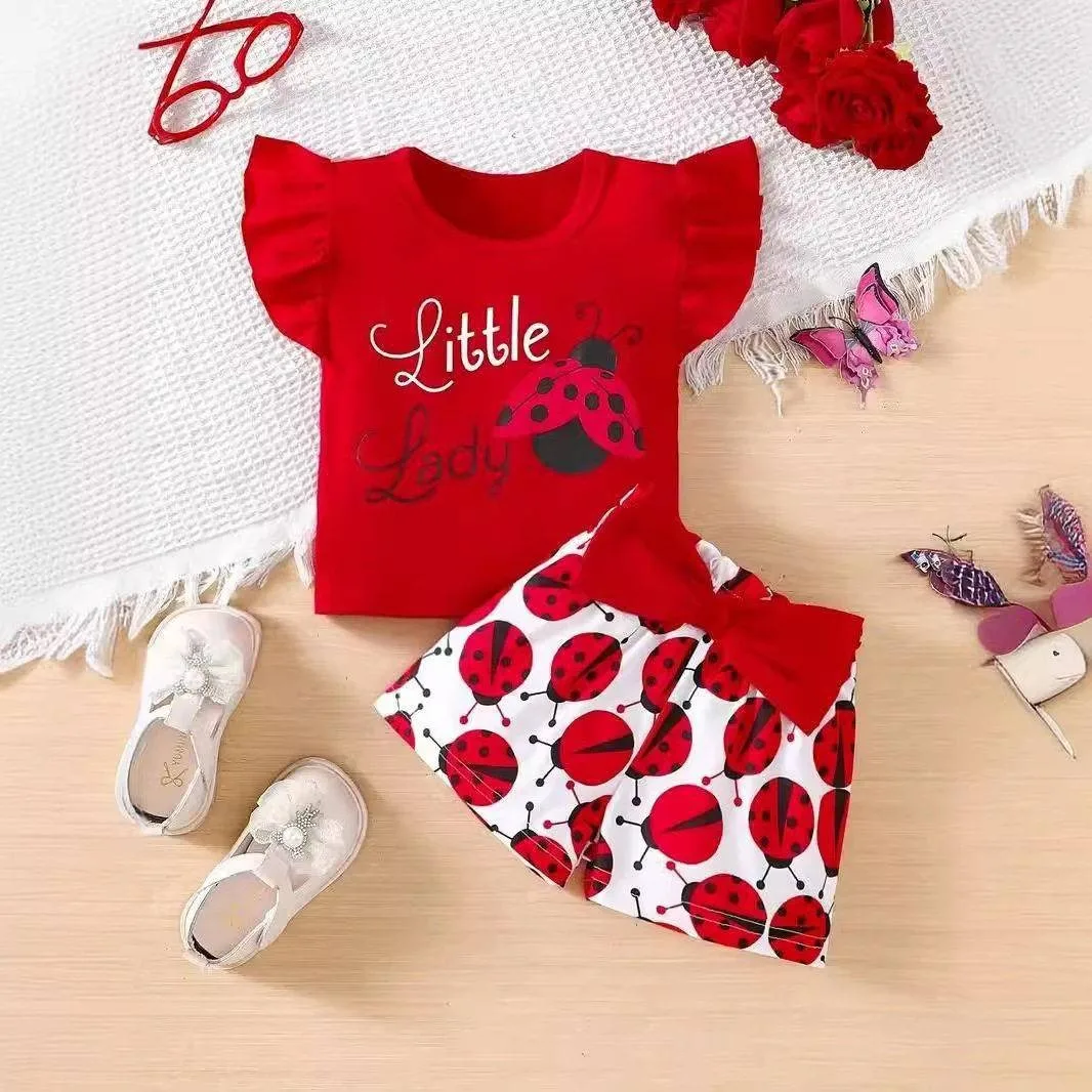 3pcs Toddler Girl Set Letter Graphics Sleeveless Shirt Tops