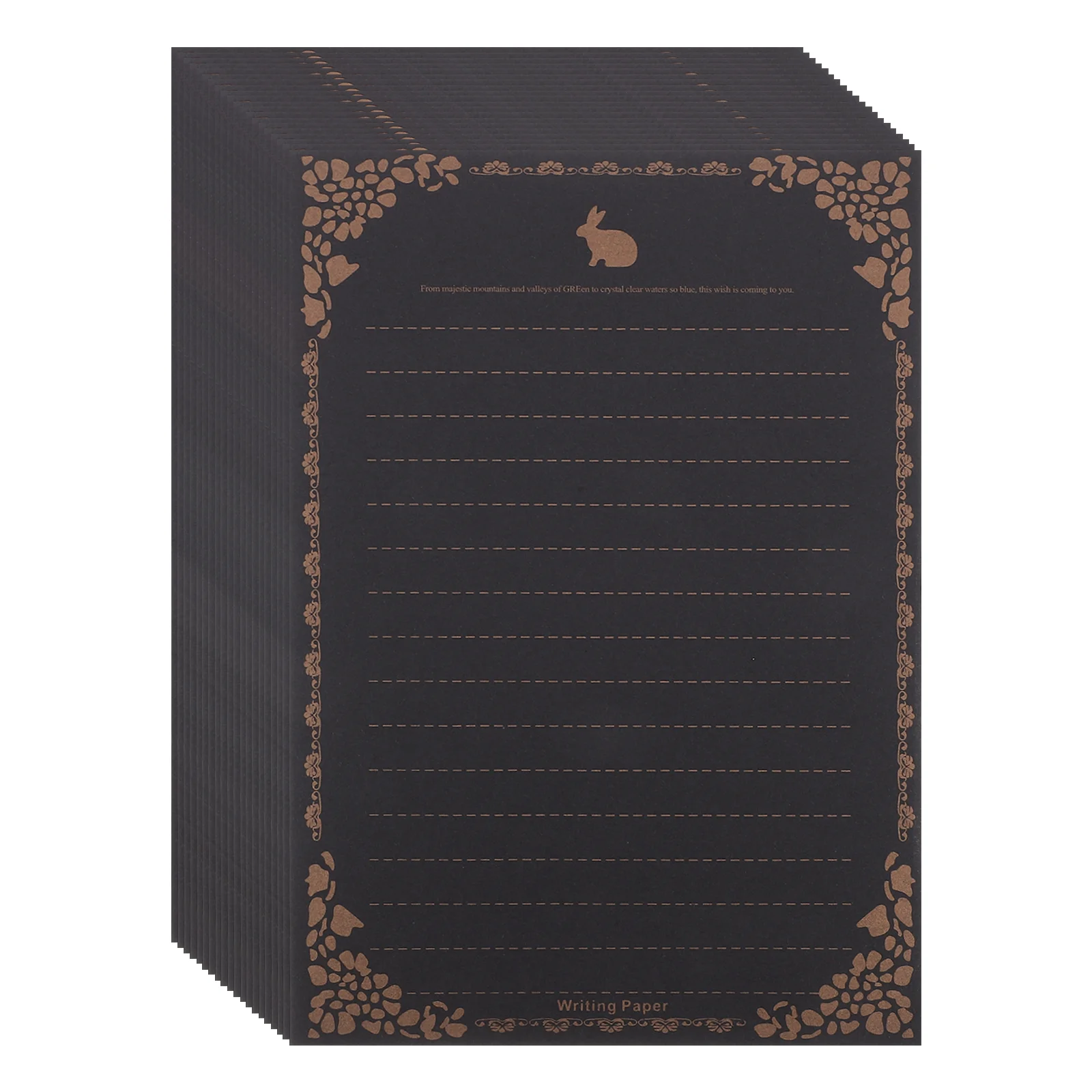 

50 Sheets Black Lined Letter Paper Writing for Invitation Vintage Cute Thicken Stationery