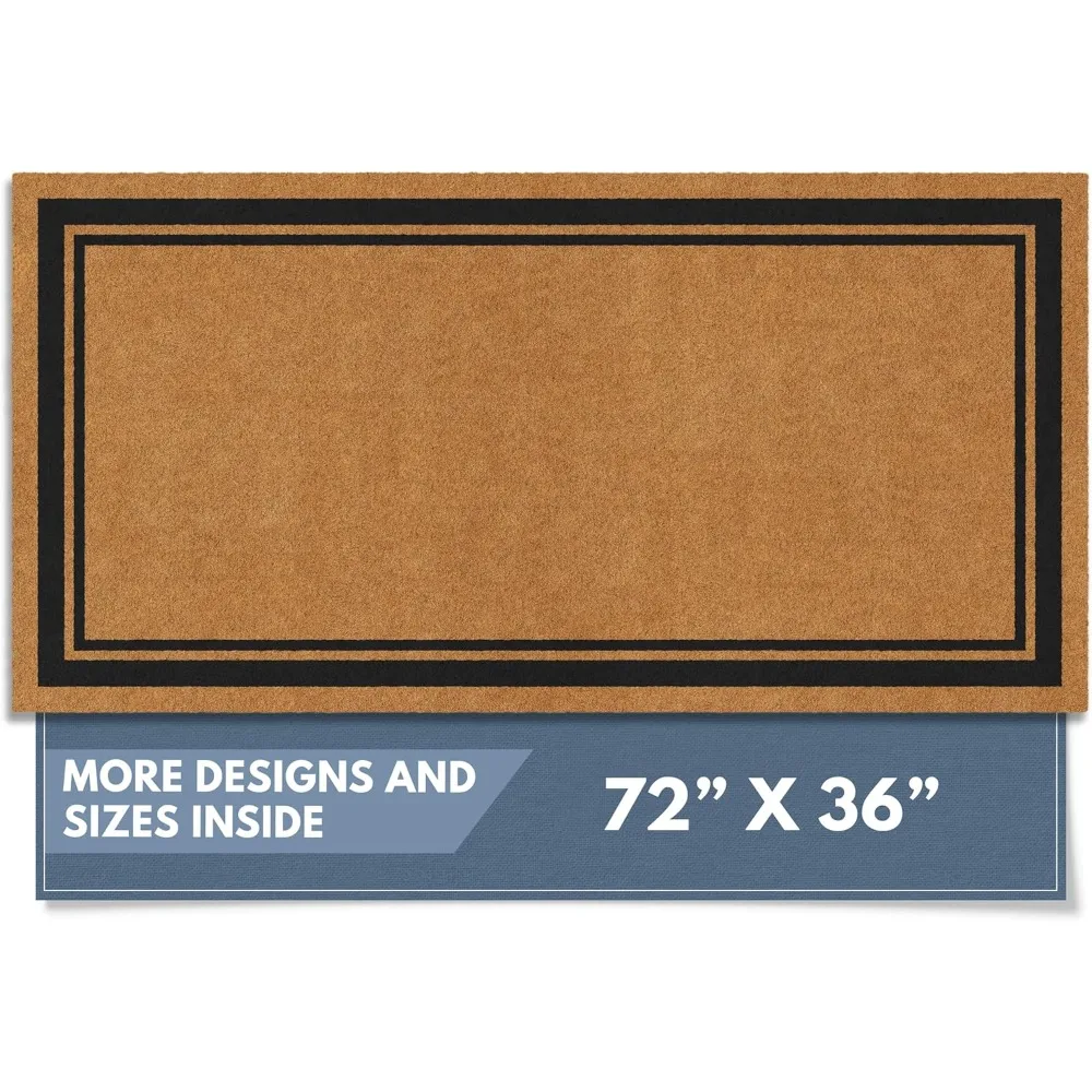 

Natural Coco Coir Heavy Duty Backing Doormat - Large Cute Non-Slip Front Door Welcome Mat for Outside Entrance