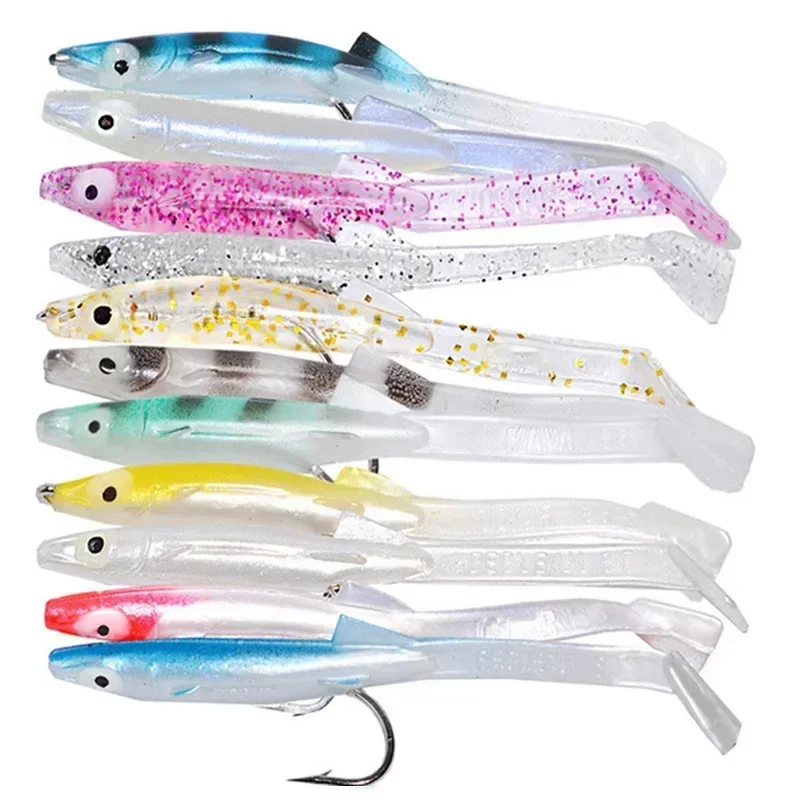 Afishlure Raglou Eels Predator Fishing Lure 6pcs Fishing Artificial Soft Shad Bait Pesca 80mm/2.3g Sea Fishing