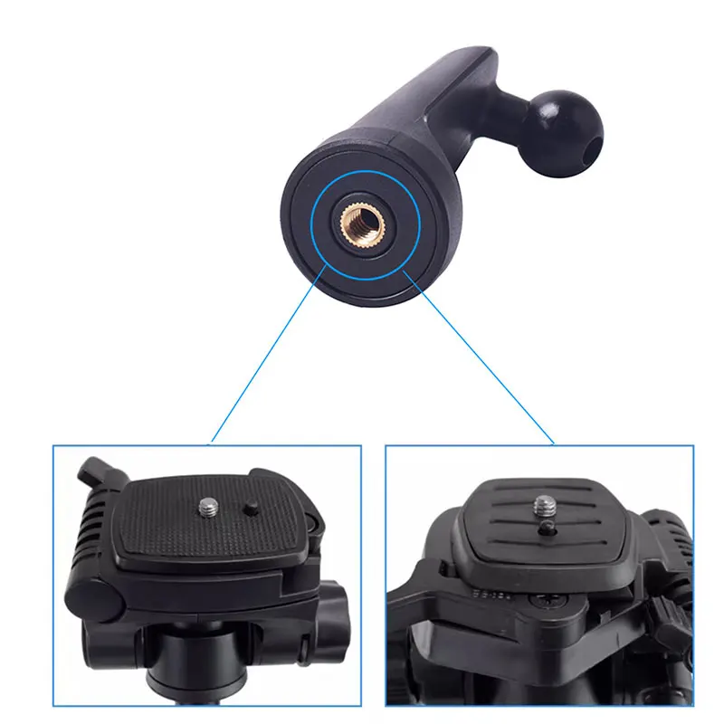 Rotatable Phone Holder Clip Cellphone Tripod Mount Clamp 17MM Ball Head Adapter Connector Mobile Phone Tablet