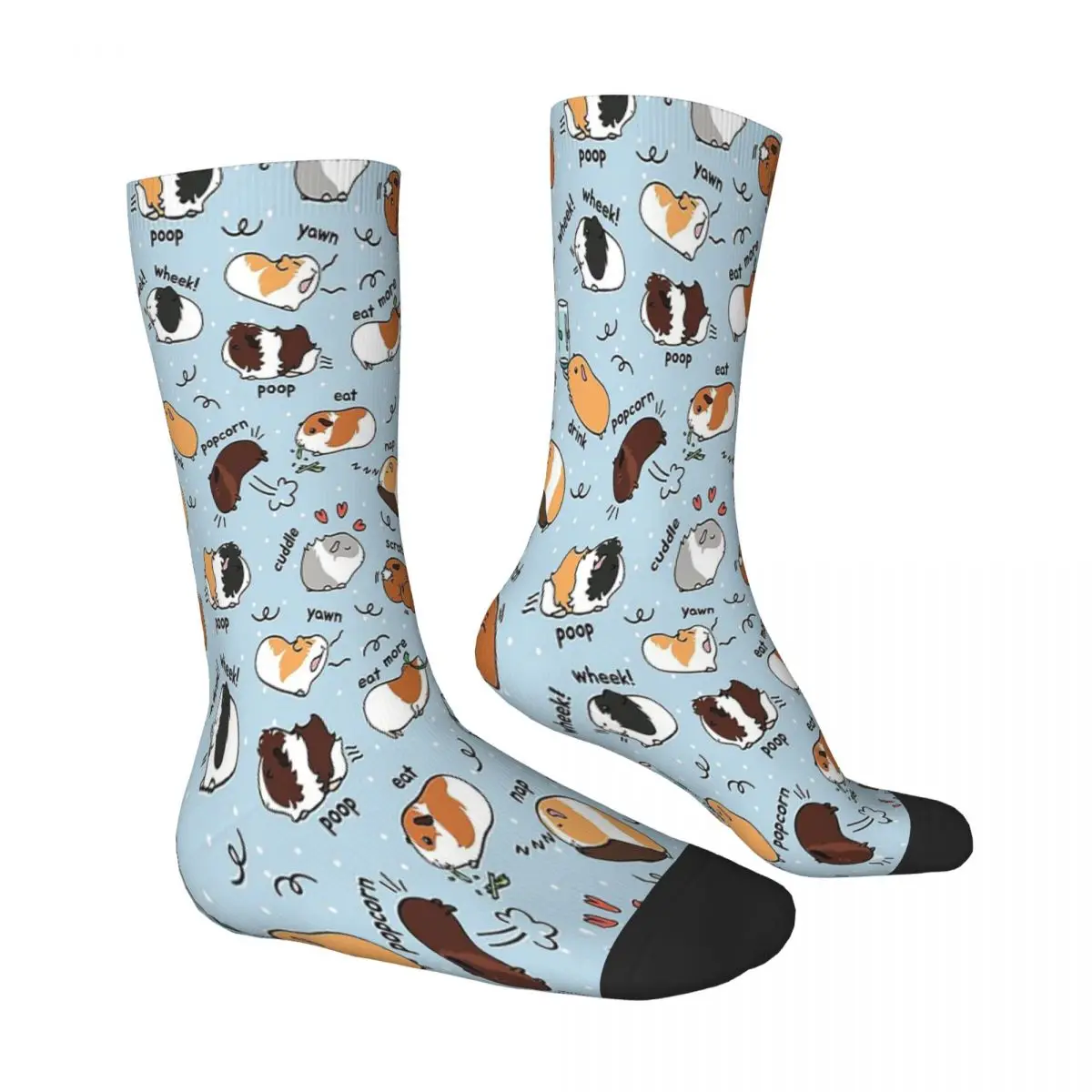 Calcetines con estampado de conejillo de indias para hombre y mujer, medias de verano de animales, diario para hacer lista, fondo azul, Cavia