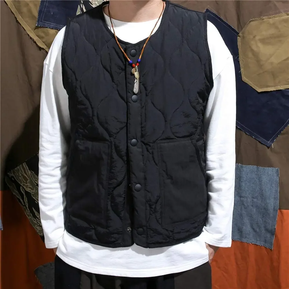 Gilet rembourré en coton pour hommes, veste matelassée sans manches, épaisse et chaude, mode décontractée, vêtements d\'extérieur pour hommes,