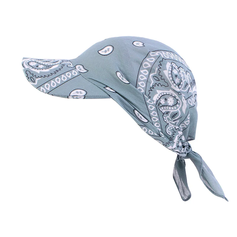 New Men's and Women's Cotton Paisley Pattern Headscarf Cap Brim Hat Sun Hat Adjustable for Beach Use UV Protection